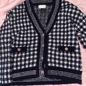 Stylish Black and White Checkered Sweater